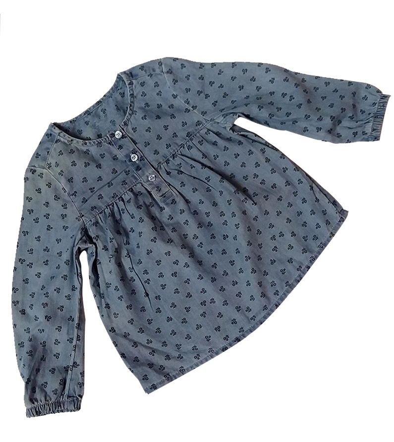 Flower print denim black plain background